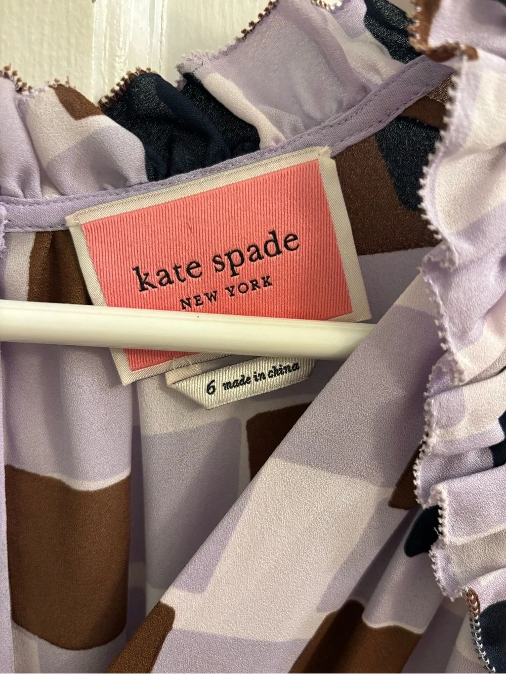 kate spade Brown, Black & Lavender Geometric Long Sleeve Dress